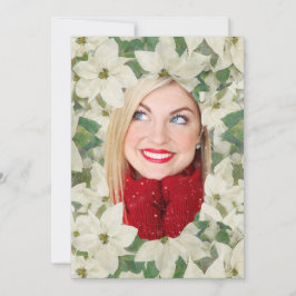 White Poinsettia Garden Lodrät Photo Flat Card Julkort