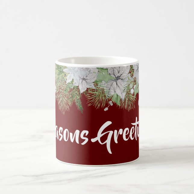 White Poinsettia Garland Helgdag Kaffemugg (Center)