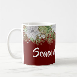 White Poinsettia Garland Helgdag Kaffemugg