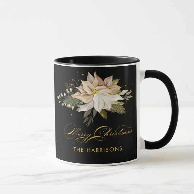White Poinsettia & God jul Calligraphy Mugg (Höger)