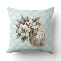 White Poinsettia & Guld Ornament