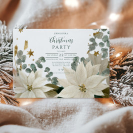 White Poinsettia Julfest Inbjudningar