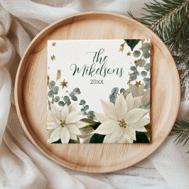 White Poinsettia Julfest Pappersservett