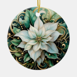 White Poinsettia Personlig jul Ornament