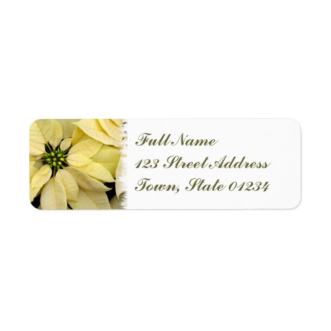 White Poinsettia-segeletikett Returadress Etikett (Framsidan)