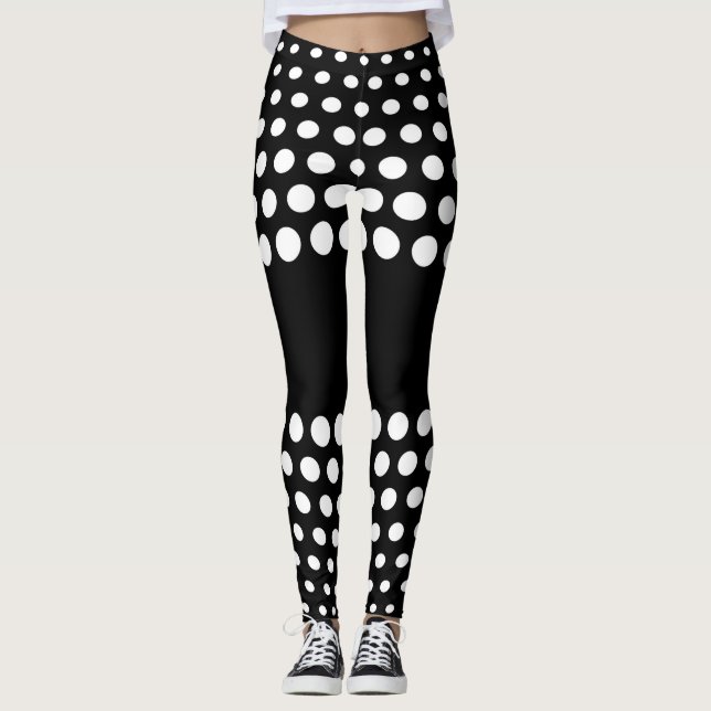 White Polka Dot Mönster Leggings (Framsida)