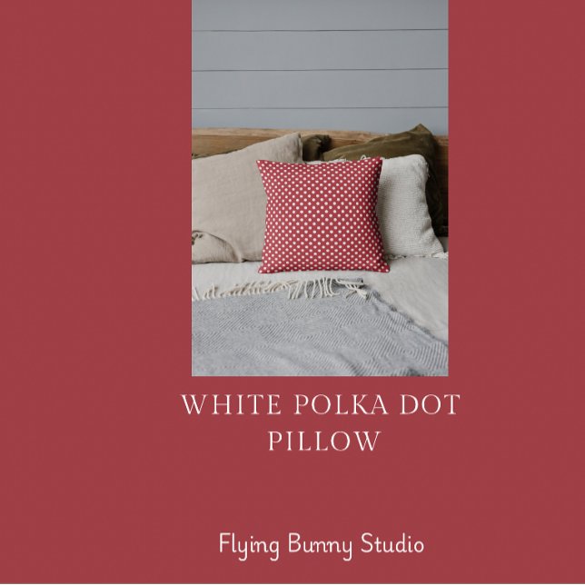 White Polka Dot On Red Throw Pillow Kudde (Skapare uppladdad)