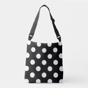 White Polka Dot på Black Mönster Axelväska