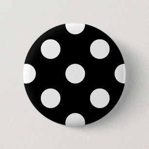 White Polka Dot på Black Mönster Knapp