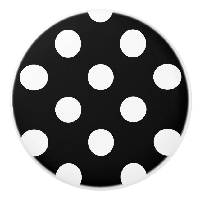 White Polka Dot på Black Mönster Knopp (Framsidan)