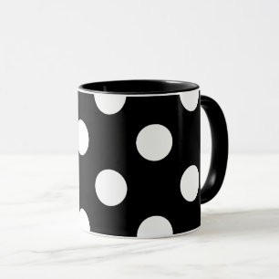 White Polka Dot på Black Mönster Mugg