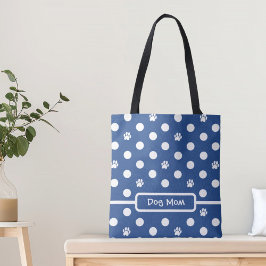 White Polka-Dot Tass avtryck Blue Personalize Tygkasse