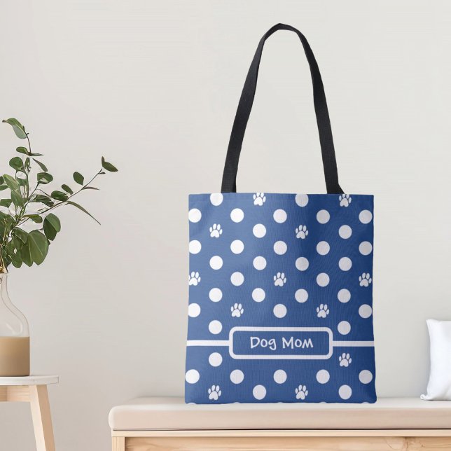 White Polka-Dot Tass avtryck Blue Personalize Tygkasse (Skapare uppladdad)