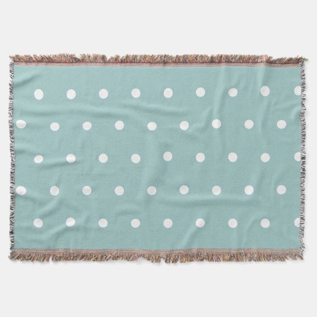 White Polka dots Eggshell Blue Geometric Mönster Filt (Framsidan)