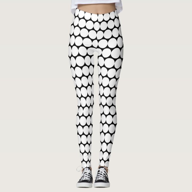 WHITE POLKA DOTS, HALLOWEEN LEGGINGS Black (Framsida)