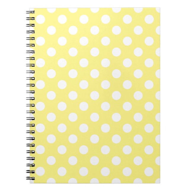 White polka dots om citrongulten anteckningsbok (Framsidan)
