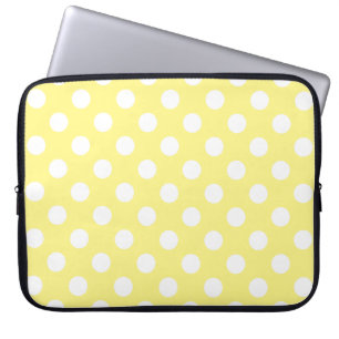 White polka dots om citrongulten laptop fodral
