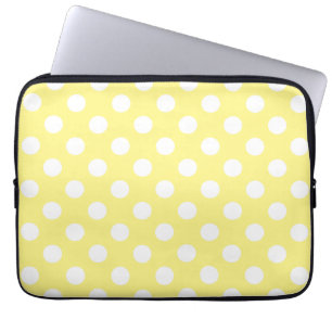 White polka dots om citrongulten laptop sleeve