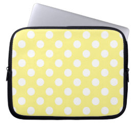 White polka dots om citrongulten laptop sleeve