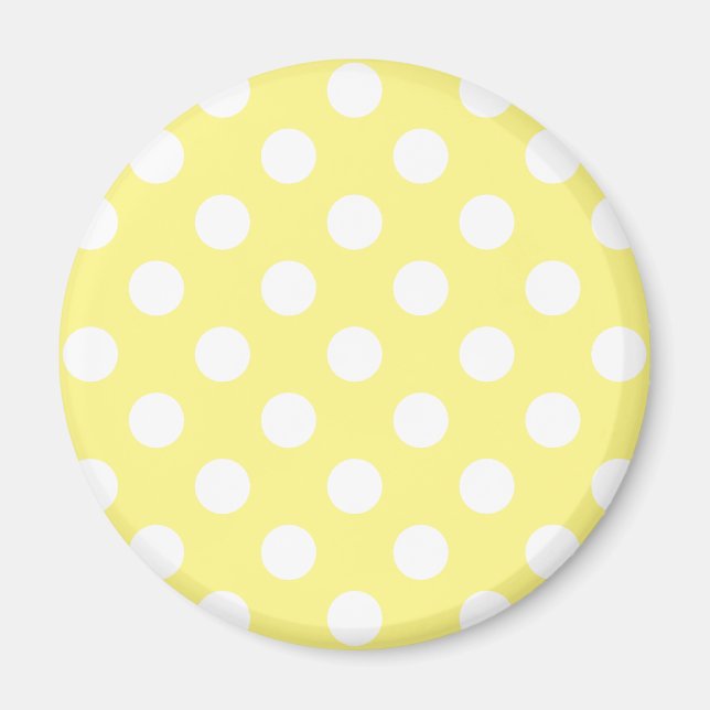 White polka dots om citrongulten magnet (Framsidan)