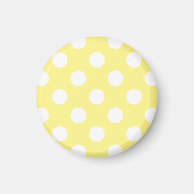 White polka dots om citrongulten magnet (Framsidan)