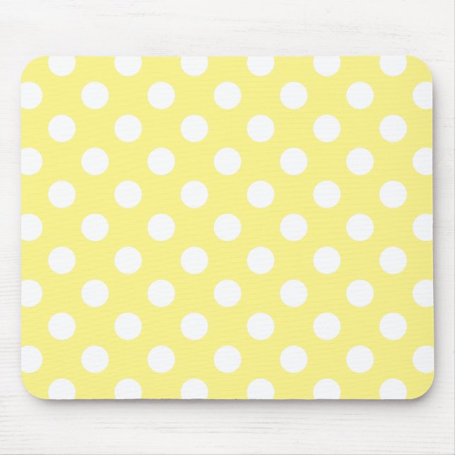 White polka dots om citrongulten musmatta (Framsidan)