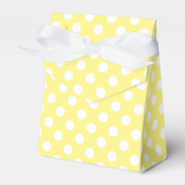 White polka dots om citrongulten presentaskar