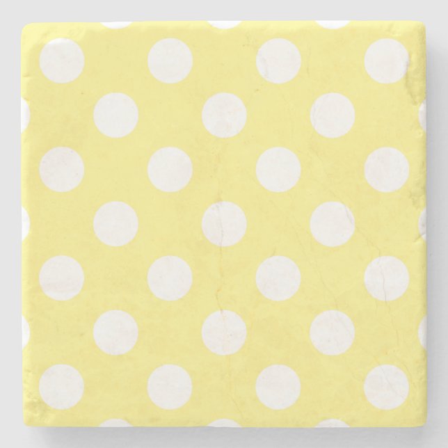 White polka dots om citrongulten stenunderlägg (Framsidan)