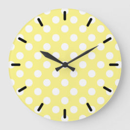 White polka dots om citrongulten stor klocka
