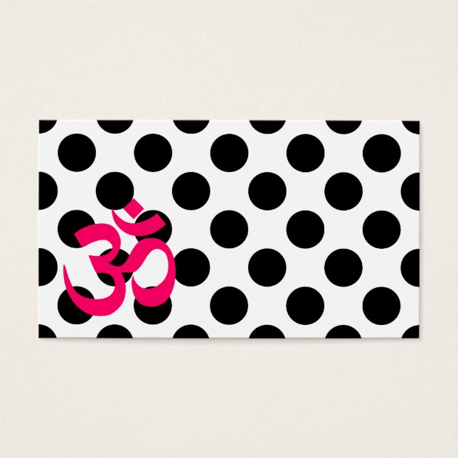 White Polka dots Om Symbol Visitkort (Framsidan)