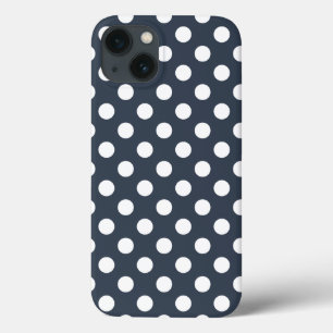 White polka dots on blue-grått Fodral-Mate iPhone 