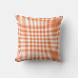 White Polka dots on Bright Red, Orange Gingham Kudde