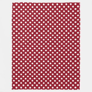 White Polka dots on Crimson Red Fleecefilt