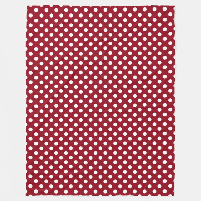 White Polka dots on Crimson Red Fleecefilt (Framsidan)