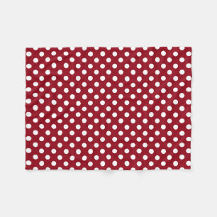 White Polka dots on Crimson Red Fleecefilt