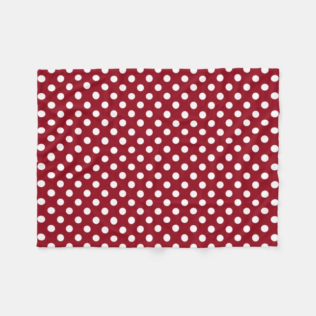White Polka dots on Crimson Red Fleecefilt (Framsidan (Horisontell))