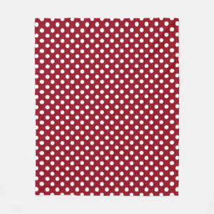 White Polka dots on Crimson Red Fleecefilt