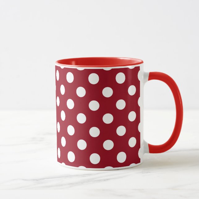 White Polka dots on Crimson Red Mugg (Höger)