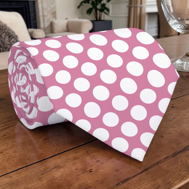 White Polka Dots on Dusty Pink Custom Necktie Slips (Skapare uppladdad)