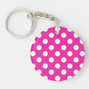 White polka dots on fuchsia