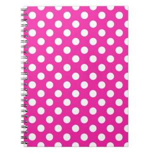 White polka dots on fuchsia anteckningsbok med spiral
