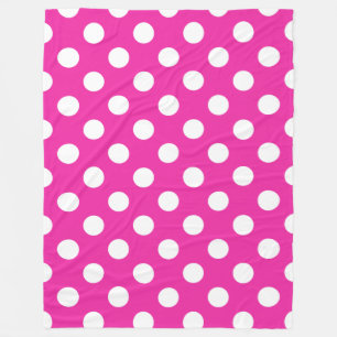 White polka dots on fuchsia fleecefilt