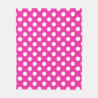 White polka dots on fuchsia fleecefilt