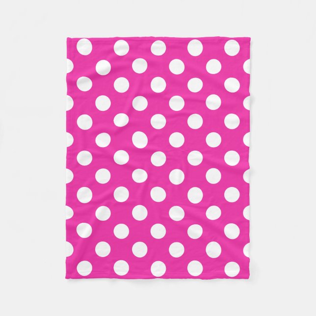 White polka dots on fuchsia fleecefilt (Framsidan)