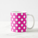 White polka dots on fuchsia kaffemugg<br><div class="desc">White polka dots on fuchsia</div>