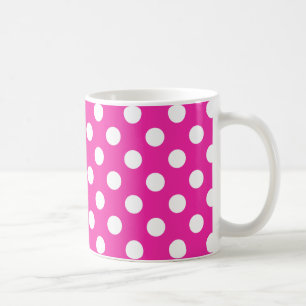 White polka dots on fuchsia kaffemugg