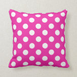 White polka dots on fuchsia kudde<br><div class="desc">White polka dots on fuchsia</div>