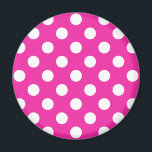 White polka dots on fuchsia magnet<br><div class="desc">White polka dots on fuchsia</div>