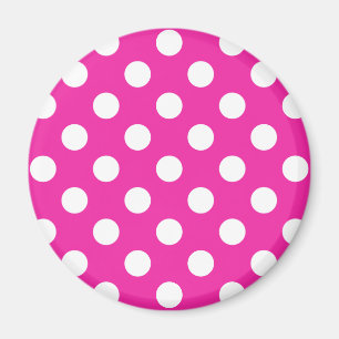White polka dots on fuchsia magnet