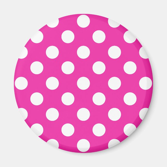 White polka dots on fuchsia magnet (Framsidan)